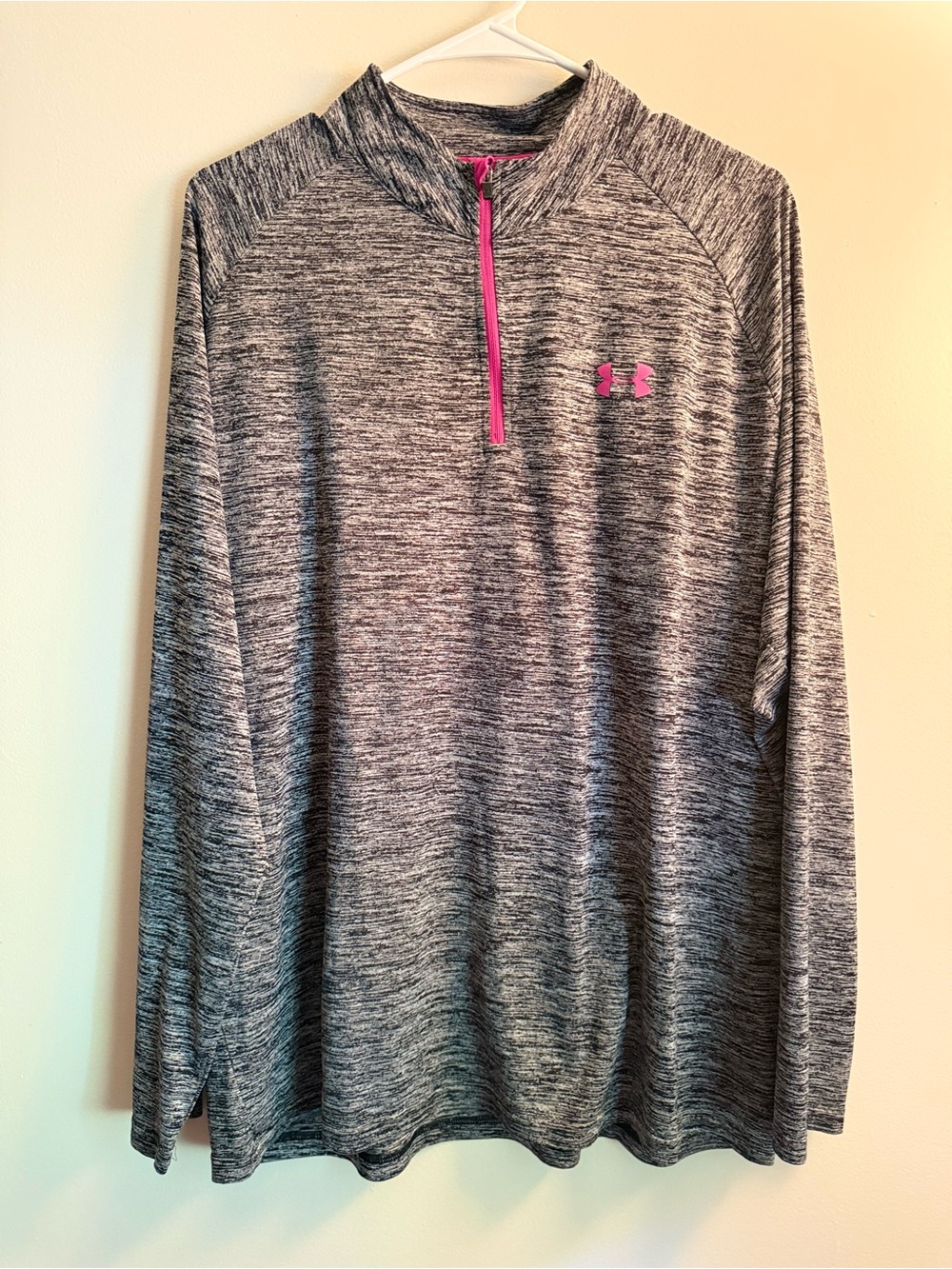 Under Armour Women's Gray Heather 1/4 Zip Pullover with Pink Accents
